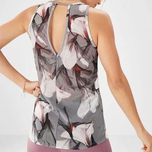 Fabletics Gray Floral Bess Pointelle Mesh Tank Sm